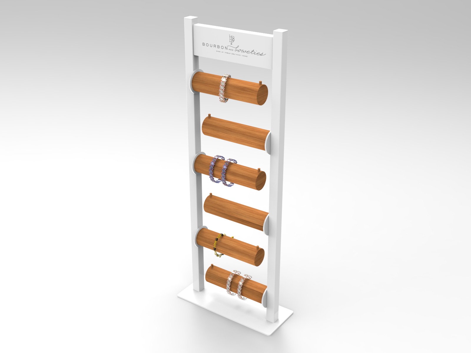 MDF Wooden Jewelry Display Stand 4 Tier White Storage Ladder Shelf with Easy Assembly for Retail Shop — view 6