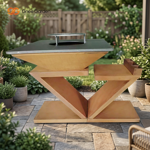 Parrilla de Acero Corten Premium con Encendido Automático, Altura Ajustable, Diseño Plegable, Certificación CE, Acabado Oxidado, Estilo Moderno para Familias - Product Image 1