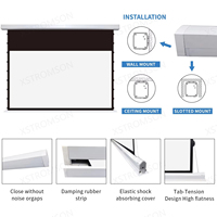 Écran de projection motorisé 110 pouces 16:9 en PVC pour cinéma maison, blanc, tissé, acoustiquement transparent, à longue portée