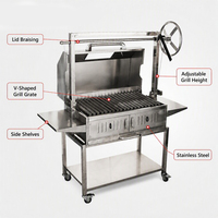 HDL9B Premium Moderne Gril Argentin Santa Maria Commercial en Acier Inoxydable au Charbon de Bois avec Couvercle