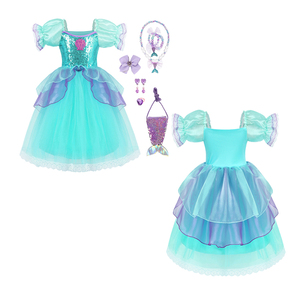 Niñas <span class=keywords><strong>Sirenita</strong></span> Ariel Princesa Vestido Cosplay Disfraces <span class=keywords><strong>para</strong></span> Niños Bebé Niña Sirena Vestir Conjuntos Niños Ropa <span class=keywords><strong>de</strong></span> Halloween - Product Image 1