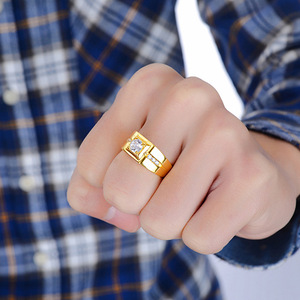 Hot Sale New Temperament verstellbarer <span class=keywords><strong>Ring</strong></span> Vergoldeter dicker <span class=keywords><strong>Ring</strong></span> Diamant atmosphäre Diamant Trau ringe für Frauen Männer - Product Image 2