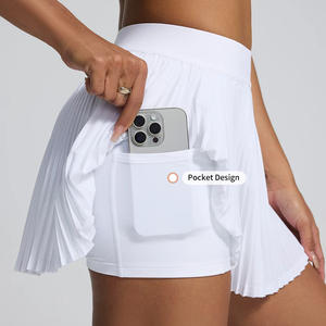 Jupes de tennis plissées en spandex/nylon avec logo personnalisé Mini jupes de golf pour femmes, respirantes, extensibles dans les 4 sens, anti-UV, à séchage rapide - Product Image 3