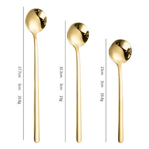 Mini cuchara de postre agitadora con logotipo personalizado, juego de cucharas doradas de regalo de lujo, cuchara de café, cuchara de té de Metal con mango largo DE ACERO INOXIDABLE - Product Image 2