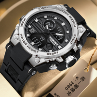 Binbond jam tangan silikon untuk pria, arloji 885 B885 Chronograph tahan air Quartz Analog Digital LED untuk pria