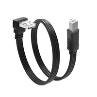 Kabel Printer USB Pendek 90 Derajat USB 2.0 Tipe A ke B Kabel Datar Pendek untuk Printer USB