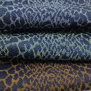 Factory price 13.5oz woven, Various colored camouflage jacquard cotton denim material fabric for mens or women's wear/