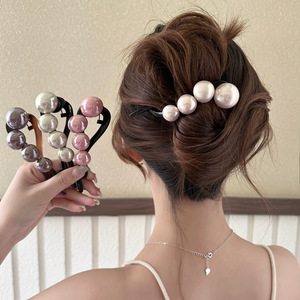 Pince à cheveux en plastique de 11 cm <span class=keywords><strong>pour</strong></span> filles, style doux, pince requin avec perles, barrettes <span class=keywords><strong>pour</strong></span> <span class=keywords><strong>chignon</strong></span>, accessoires de coiffure - Product Image 1