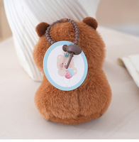 Porte-clés en peluche doux et mignon en forme de hamster tenant une poissonnette, breloque de sac