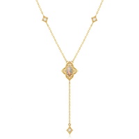 Joyería elegante para dama de honor, collar de ópalo de lariat dorado en forma de Estrella de Plata de Ley 925 Y