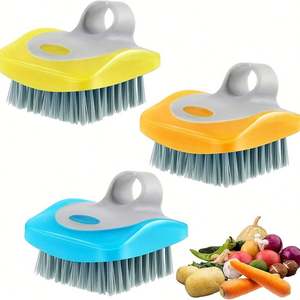 Cepillo para Frotar Verduras y Papas con Cerdas Flexibles, Mango de Plástico Portátil y Ecológico para Frutas y Alimentos - Product Image 1