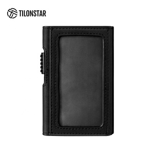 TILONSTAR TVC320 Men's Slim Leather Business Card <b>Holder</b> Case RFID Pop up Aluminum Credit Card <b>Holders</b> - Product Image 5