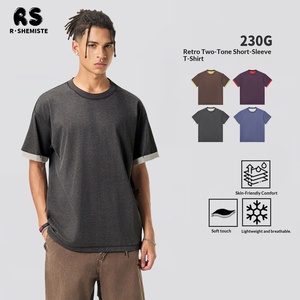 Camiseta de Manga Corta para Hombre y Mujer, Estilo Retro, 230G, Algodón Transpirable y Absorbente de Humedad, Corte Holgado - Product Image 3