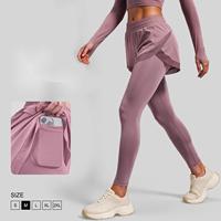 Leggings de yoga extensibles pour femmes, effet galbe fessier, avec poches latérales, design faux deux pièces, pantalon de sport moulant pour la gym et la course à pied