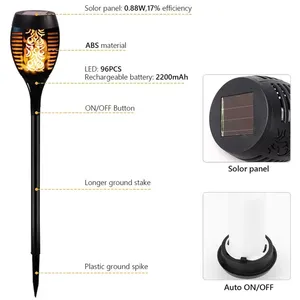 12/33/51/72/96 Led Flickering Fire Dancing Outdoor Landscape Decoration Solar Flame Light For Yard Garden Path Patio Beach