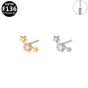 <b>Titanium</b> Ear <b>Studs</b> With Zircon Star Design For Daily Wear Unisex Fashion Jewelry ASTM F136 <b>Titanium</b> Material - Product Image 4
