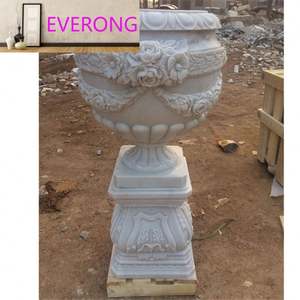 Ventes en gros de jardinières en marbre blanc d'extérieur, pots à fleurs romains - Product Image 4