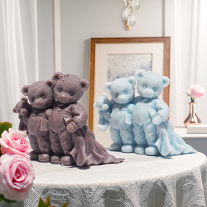 Moule en <span class=keywords><strong>silicone</strong></span> Famille d'ours style simple, design 3D chaleureux pour bougies parfumées faites à la main, résine, plâtre, décoration intérieure et artisanat - Product Image 2