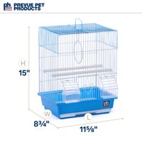 Cage à oiseaux carrée pour perruches avec poignée de transport pour les voyages et la maison, accessoires pour petits oiseaux avec rangement facile, bleu/blanc