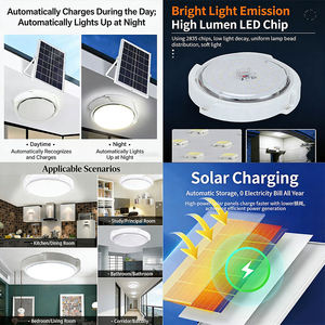 <span class=keywords><strong>Lampe</strong></span> solaire domestique, <span class=keywords><strong>lampe</strong></span> de plafond, lustre de salon, éclairage LED à induction photovoltaïque extérieur, télécommande, ABS IP67 - Product Image 3