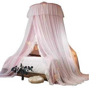 Moustiquaire double couche rose et bleue, rideau <span class=keywords><strong>de</strong></span> lit romantique style princesse royale, pliable, 100% polyester, pour usage domestique - Product Image 1