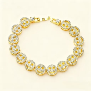Hot Selling Popular Personalized Alloy Gold Silver Plated Smiling Face Geometric Bracelet Hiphop <b>Men</b> Chain Bracelets Jewelry - Product Image 1