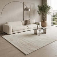 Tapis de luxe moderne beige imperméable, grand format, résistant aux taches, texture 3D, pour salon et chambre à coucher
