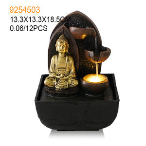 <span class=keywords><strong>Fontaine</strong></span> d'eau en polyrésine avec lumières LED, faite à la main et peinte à la main, style bouddhiste, avec aquarium - Product Image 1