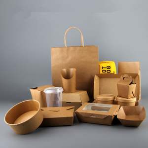 Juego de Tazones y Vasos Desechables de Papel Kraft Personalizables para Pollo Frito, Fideos, Galletas y Hamburguesas - Product Image 6