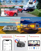 Caméra de recul Iposter solaire sans fil avec détection d'angle mort par IA, magnétique, rechargeable, compatible iOS et Android, 1080P