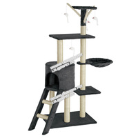 Arbre à chat multi-niveaux avec lit, jouets, plateforme de saut et griffoir en sisal, 138 cm, style épuré, pour chatons et usage domestique