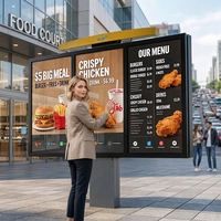 Tablero de Menú Digital para Autoservicio de Comida Rápida al Aire Libre, Pantalla LCD de Alta Luminosidad IP66/IP65 Resistente al Agua, Resolución 4K, Animación CMS Integrada