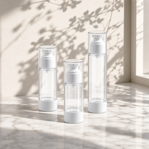 Envase Cosmético Acrílico Transparente de Lujo, Cilíndrico, Sin Aire, 30ml 50ml, Envase de Alta Gama con Bomba para Suero y Loción - Product Image 2