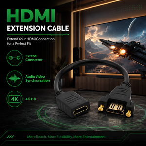 Câble d'extension <span class=keywords><strong>HDMI</strong></span> avec trous de fixation ; Câble <span class=keywords><strong>HDMI</strong></span> haute définition mâle-femelle <span class=keywords><strong>pour</strong></span> fixation sur panneau de châssis - Product Image 4