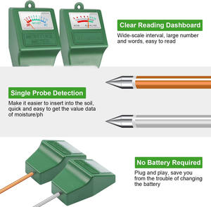 Medidor de Humedad del Suelo para Horticultura de Una Sola Aguja, Material ABS - Product Image 3