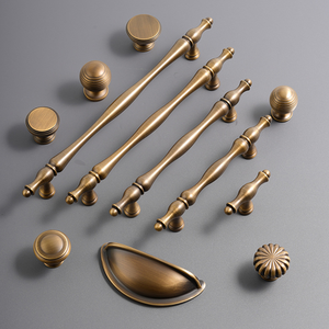 النحاس النقي خزانة الملابس قذيفة النحاس الصلب العتيقة النحاس الأجهزة الزخرفية المنزل النبيذ النحاس الكامل شبه دائرية درج مقبض مقبض - Product Image 2