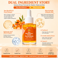Sérum Visage Éclaircissant et Revitalisant à l'Argousier et au Niacinamide, Haute Qualité, Doux pour la Peau, Marque Privée, Faible MOQ