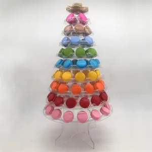 Multi-Tiers PVC Bäckerei Makronen Dessert Weihnachten Hochzeit neuen Stil klaren Kunststoff Acryl Kuchen Macaron Display Stand Turm