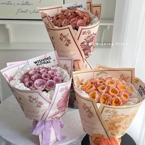 Nouveauté 2024, papier kraft à motifs floraux colorés 35*50cm/pièce, papier d'emballage floral pour mariage, anniversaire, cadeau, bricolage - Product Image 6