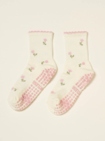 Chaussettes pour femmes, haute qualité, jacquard tricoté, avec logo sur le bord et le bas, antidérapantes, pour la gym, le yoga, le pilates, avec grip