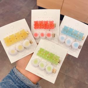 Nette Kristall Haars pange Bobby Haarnadel Set Herz Metall Ente Bill Haarnadel Haars pange Candy Jelly Teddy Gummibärchen Harz Haars pangen - Product Image 6
