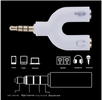 Adaptateur d'écouteurs Double Jack U, convertisseur de Type U, séparateur de casque stéréo pour PC/MP3, câble Audio, 3.5mm, 5 pièces