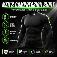 Erkekler kadınlar özel Logo koşu atletik erkek spor giyim kas sıkıştırma aktif spor sıkı spor egzersiz TShirt uzun kollu