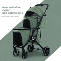 Poussette pour animaux de compagnie en acier carbone double couche, pliable en un clic, chariot pour chiens et chats, remorque pour animaux de compagnie, poussette pour bébé