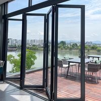Porte pliante de villa en verre trempé, fenêtre fixe américaine et canadienne, double vitrage, porte pliante en aluminium sur mesure, design moderne pour centre commercial