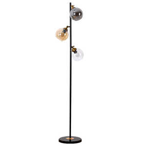 Nuovo Design stile retrò soggiorno interno a forma di palla a LED in ferro di vetro 3 teste <span class=keywords><strong>paralume</strong></span> grigio fumo luce moderna semplice lampada da terra - Product Image 6