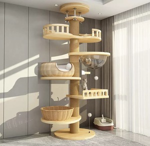 <strong>Cat</strong> Climbing Frame Solid Wood Multi-layer <strong>Cat</strong> Bed Tree Integrated <strong>Top</strong> Ceiling Large Frame - Product Image 1
