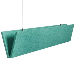 New design 12mm high density 100% PET eco friendly sound absorbing flame resistant beam style baffle acoustic ceiling panels