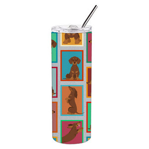 Vaso Delgado de Acero Inoxidable con Diseño de Dachshund y Chocolate, Color Bronceado - Product Image 2