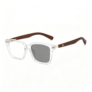 Retro Eckige Gleitsichtbrille Intelligente Photochrome Lesebrille mit Blaulichtfilter UV400 Holzimitat-Brillengestell - Product Image 4